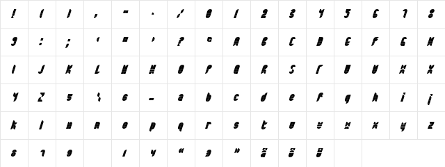 Bath HeavyItalic  glyph index