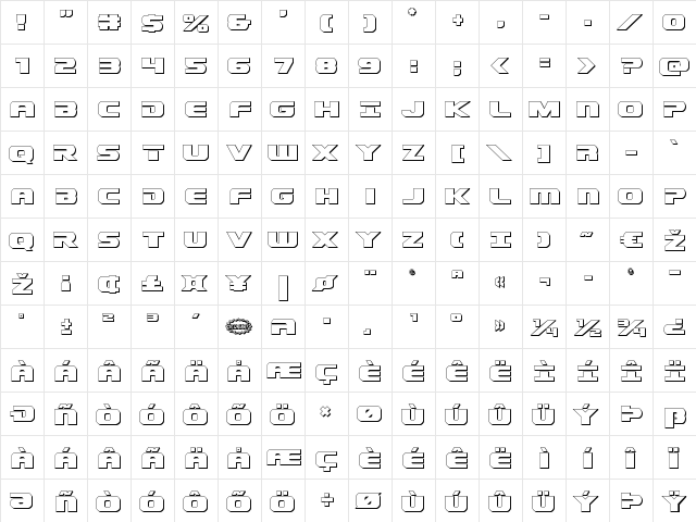 Dekaranger 3D Regular  glyph index