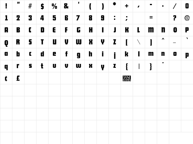 Shylock Bold  glyph index