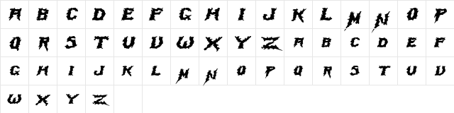 SwampTerrorExtended Italic  glyph index