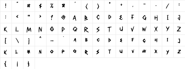 Southen Regular  glyph index