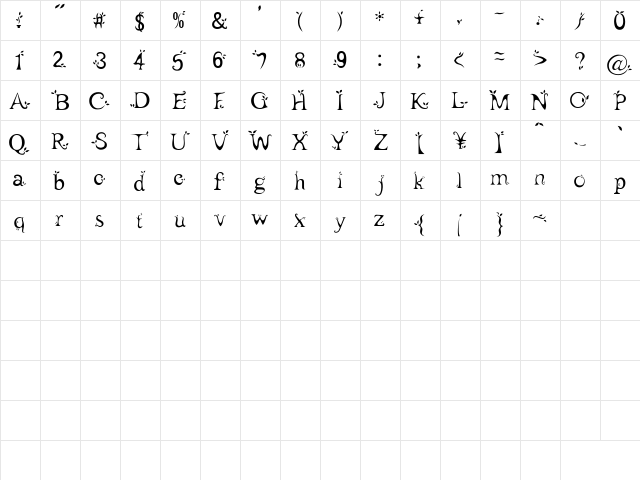 leaf1 Regular  glyph index