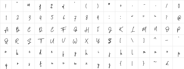 Admara Regular  glyph index