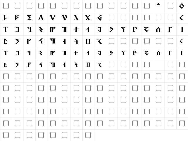 Davek Bold  glyph index