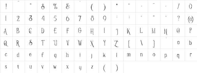 Savana inline grid grunge Regular  glyph index
