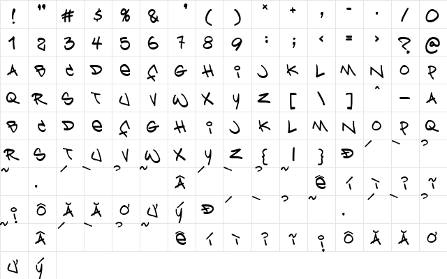 HL Freewrite Regular  glyph index