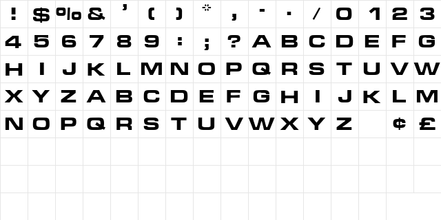 ChinoCapsSSK Regular  glyph index