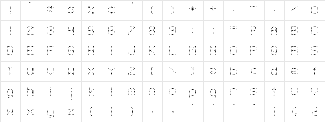SF Telegraphic Light Regular  glyph index