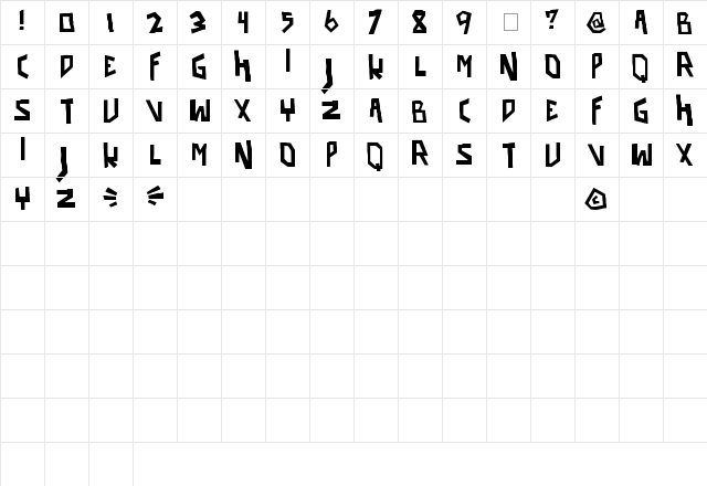 robo pimp slap Regular  glyph index