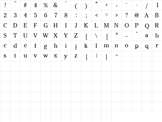 Nobody's Fault 4 Regular  glyph index