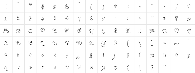 OhMyGoth Medium  glyph index