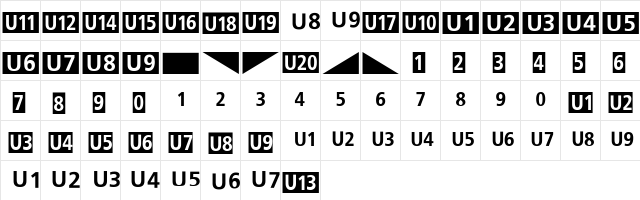 TransitLinie-U Regular  glyph index
