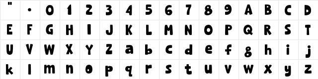 Joe Rabbit Regular  glyph index