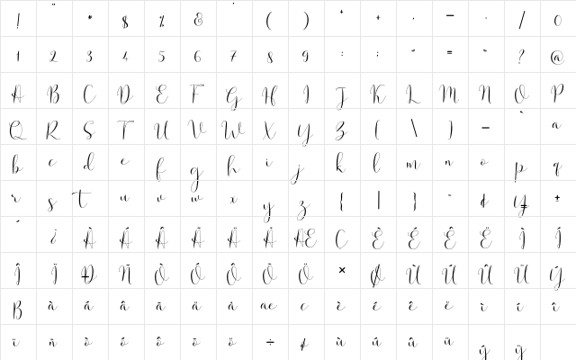 Solidar Light Regular  glyph index