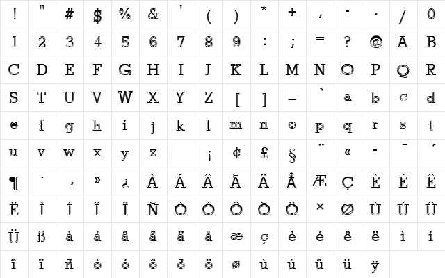 StymieTRegIn1 Regular  glyph index