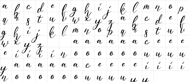 Jabetta Regular  glyph index