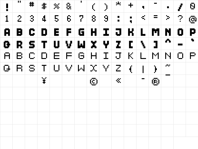 DOSUKOI Regular  glyph index