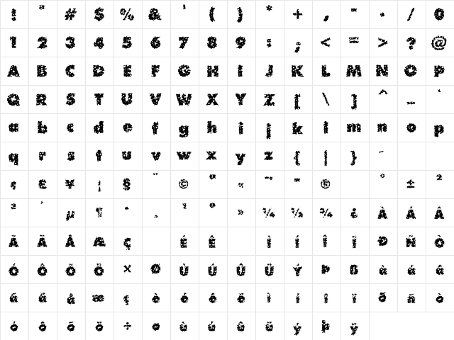 Waterhole Regular  glyph index
