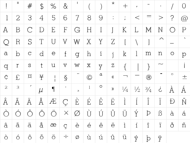 MayportLightSSK Regular  glyph index