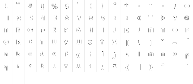 CHANCE Regular  glyph index