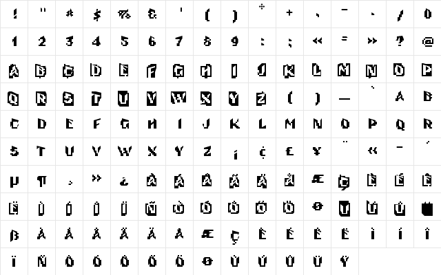 F2FTechLand LT Std Regular  glyph index