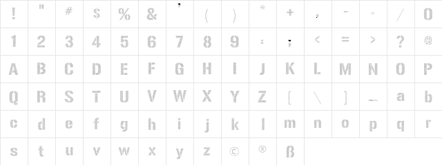 Urban Sketch Regular  glyph index