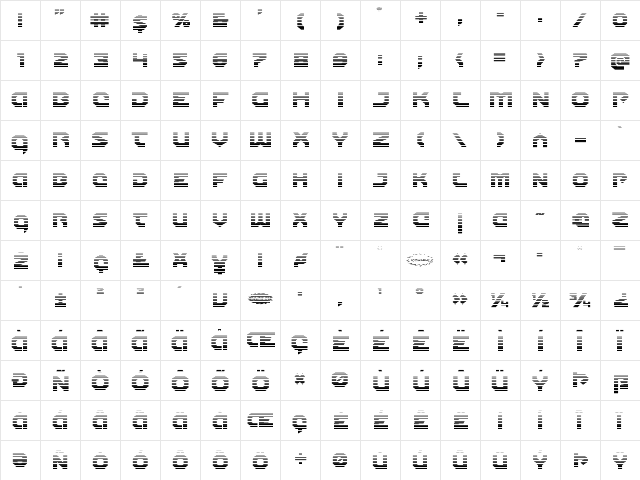 Gunner Storm Gradient Regular  glyph index