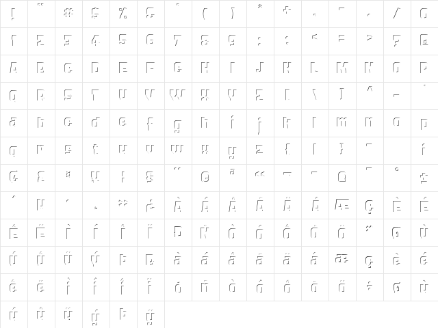 FROS BOLD Inner Regular  glyph index