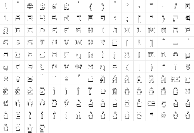 Superago 3D 3D  glyph index