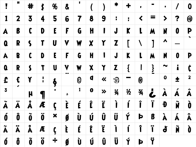 Shermlock Regular  glyph index