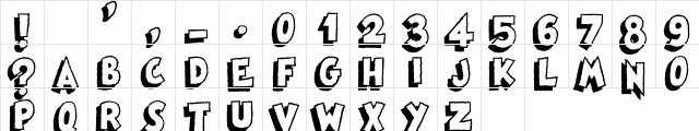 Famous Oldies Shad Regular  glyph index