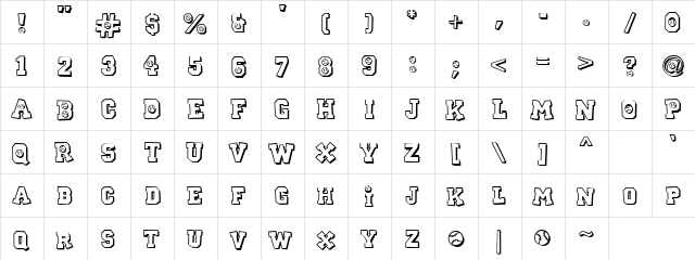 CK Sports Baseball Regular  glyph index