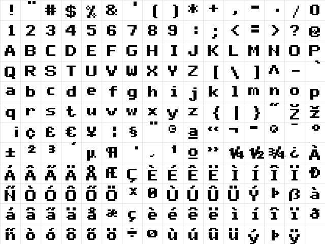 mono 07_65 Regular  glyph index