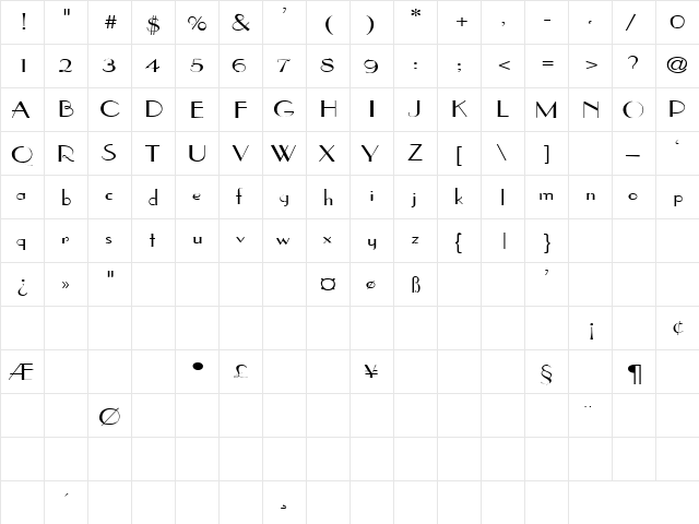 Coke 8 Regular  glyph index