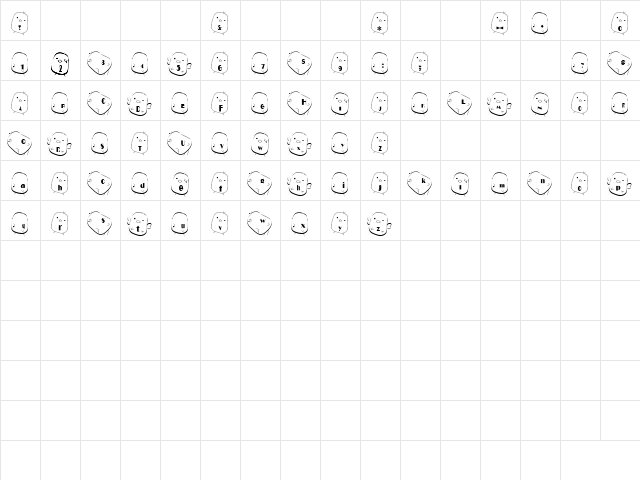 hiyo Font Regular  glyph index