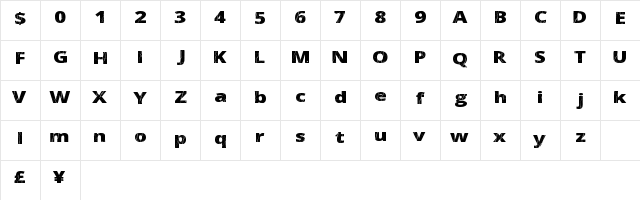 ElectricalNeue Regular  glyph index