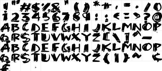 Super Sketch Regular  glyph index