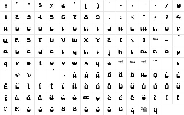 Gravity Sucks Regular  glyph index