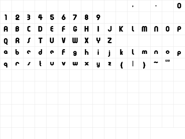 DoubleTrouble Regular  glyph index