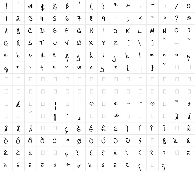 PT Script (Unreg.) Breeze Regular  glyph index