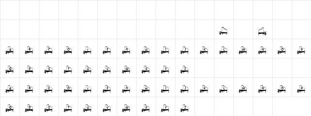 Bokey modemo Regular  glyph index