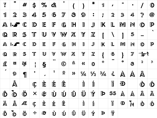 Juanita Xilo ITC Regular  glyph index