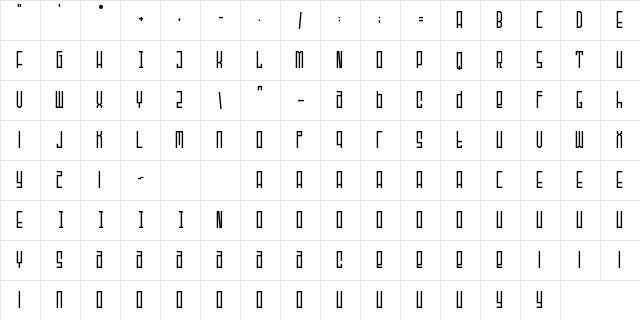 Playlines Free Regular  glyph index