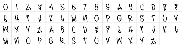 H74 Corpse Smudge Regular  glyph index