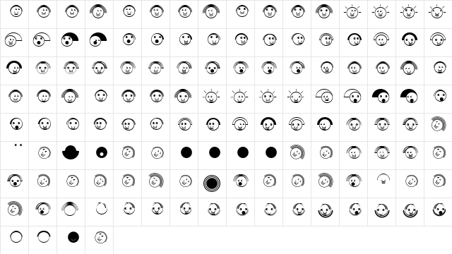 MangaAxtFaces Medium  glyph index