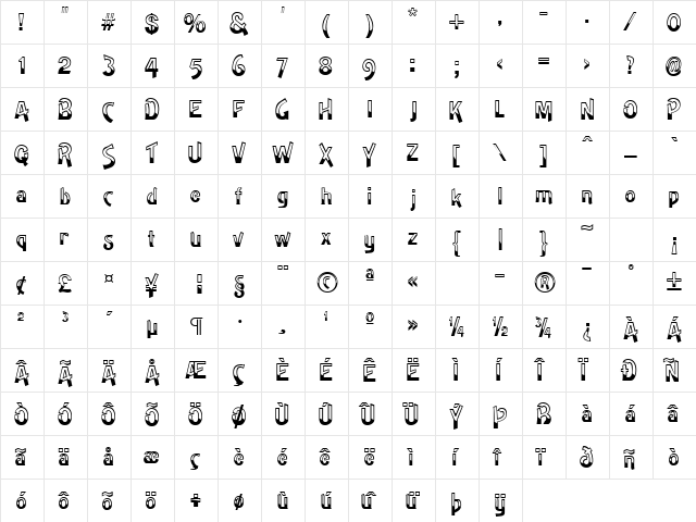 GE Dipped Regular  glyph index