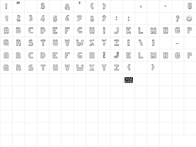 Candystriper Regular  glyph index