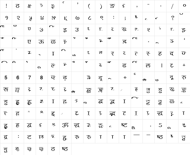 AkrutiDevAsmita Normal  glyph index