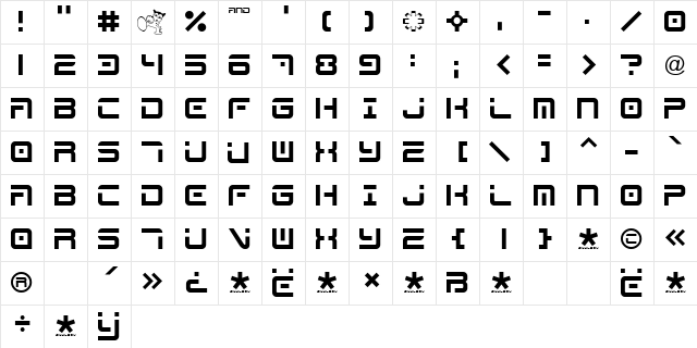 MEGA! by shkDEZIGN  glyph index