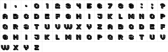 Blader Extended 3D Filled Regular  glyph index